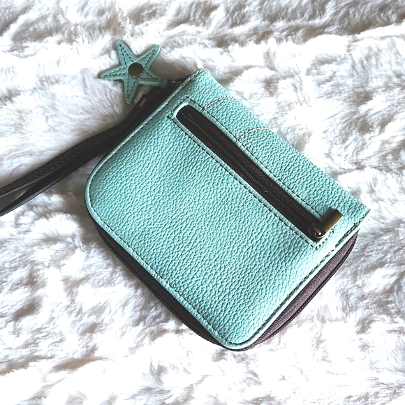 CHALA, 8 Slot, Sea Turtle, Zip Around Wallet, Wristlet, Coin Purse, Blue, Green - Picture 11 of 14